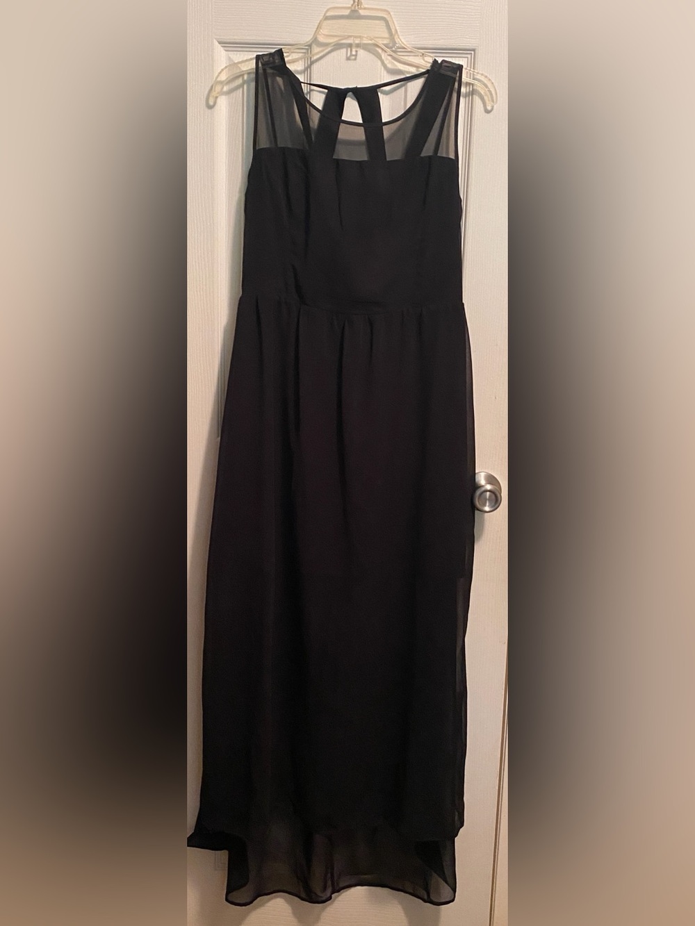 JustFab Black Maxi Dress with Sheer Yoke